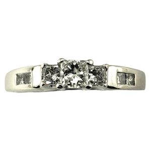 Vintage 14 Karat White Gold Princess Cut Diamond Engagement  #13119